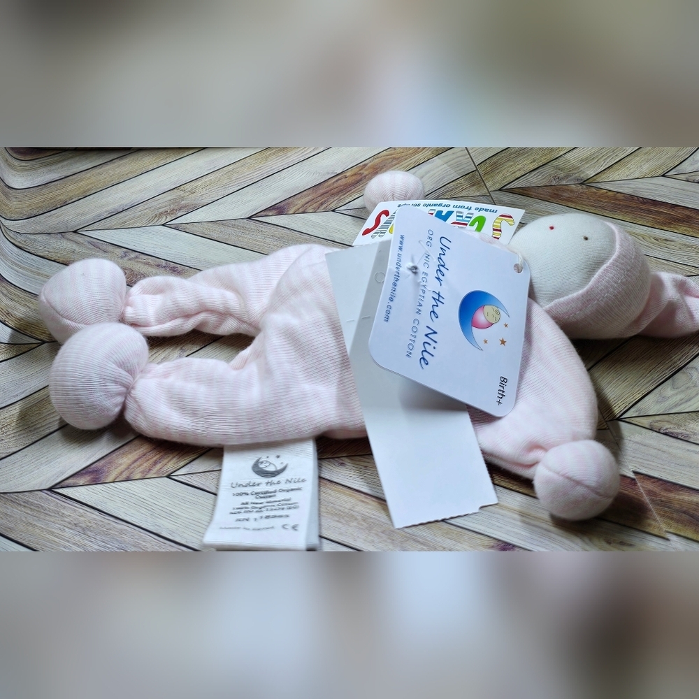 Under The Nile 100% Organic Egyptian Cotton Baby Girl Lovey Toys pink stripe - Picture 3 of 6